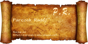 Parczek Radó névjegykártya